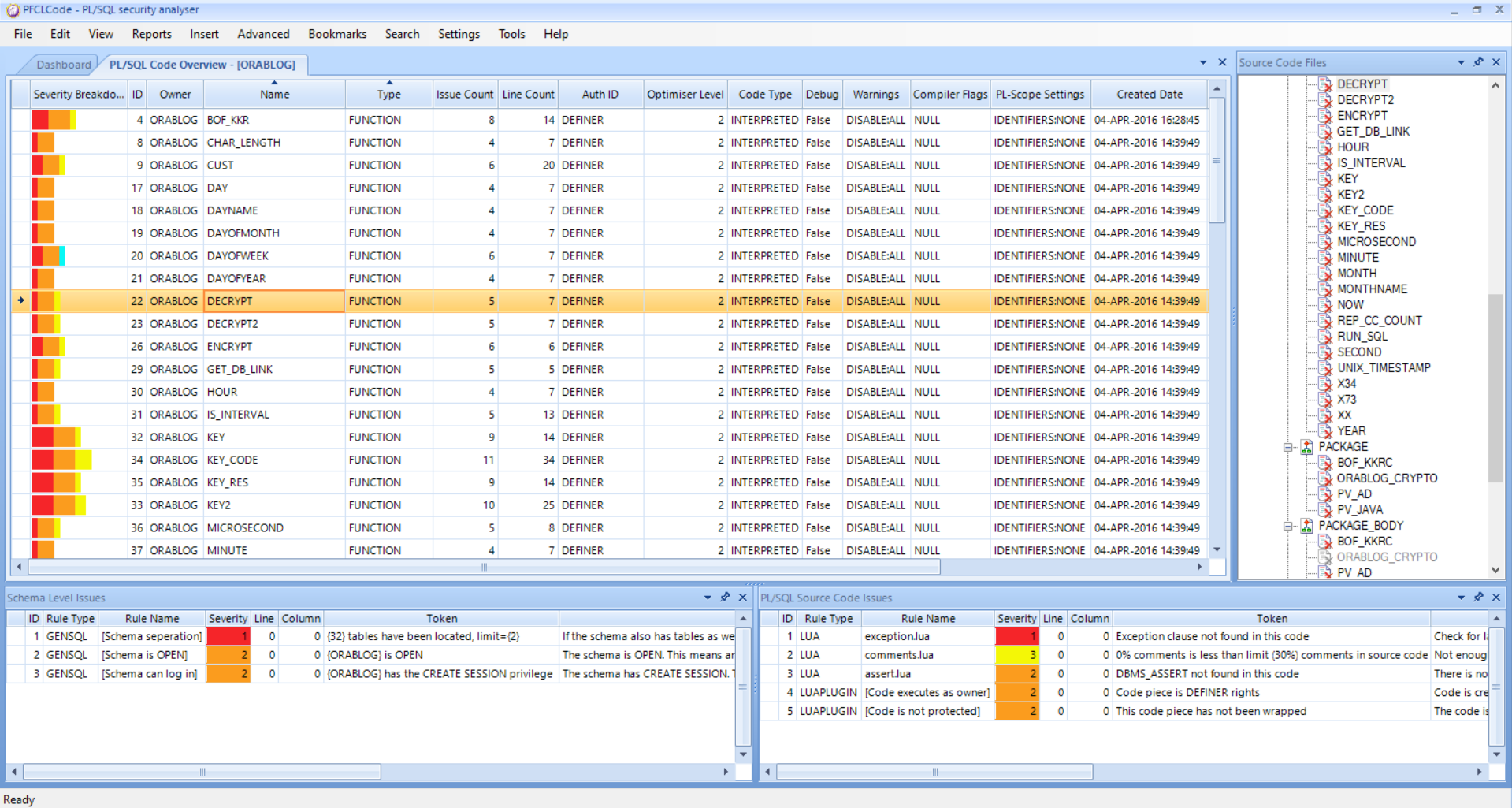 PFCLCode analysing a schema in an Oracle Database